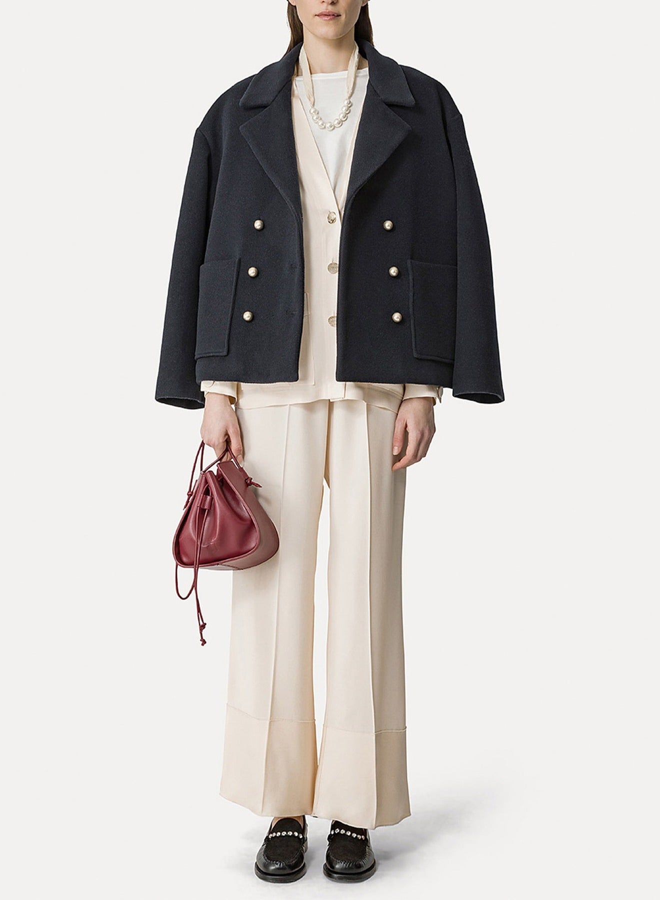 Veste à poches multiples en satin - Ivory