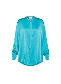 Chemise oversize en satin de soie - Ciel