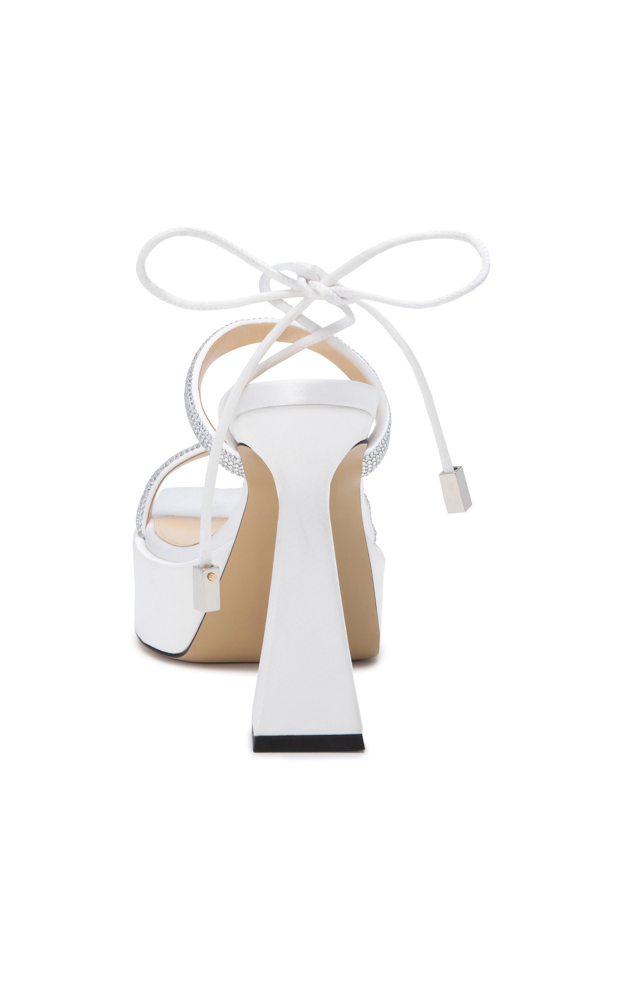 Devon 140 platform sandals in silk & rhinestone - White