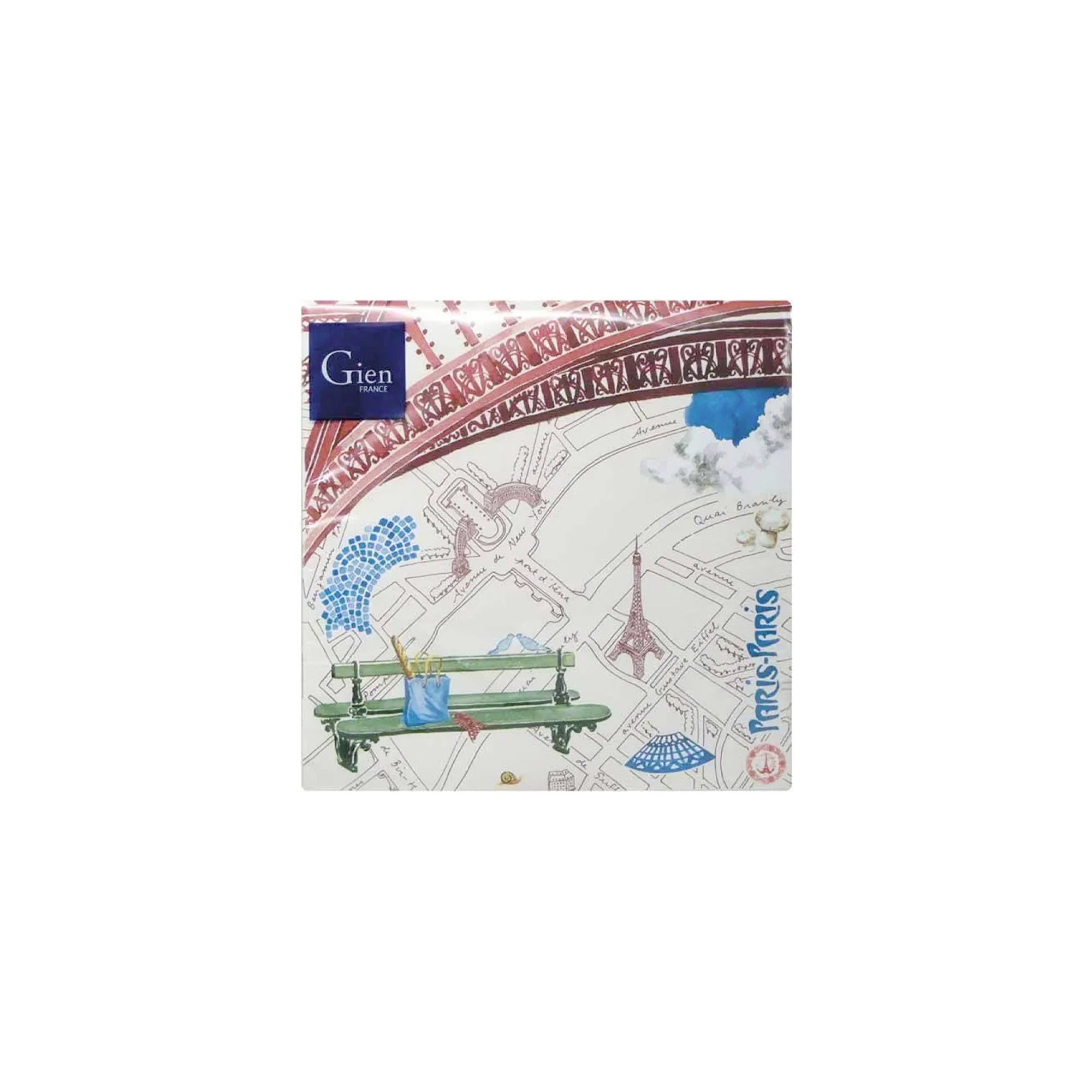 Set de 2 paquets de 20 serviettes en papier Paris 33x33cm - Multicolore