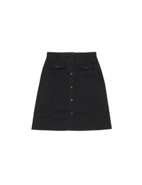 3qty RELIQUAT 90€ 0%  / Jupe trapèze Rachel en lin - Black
