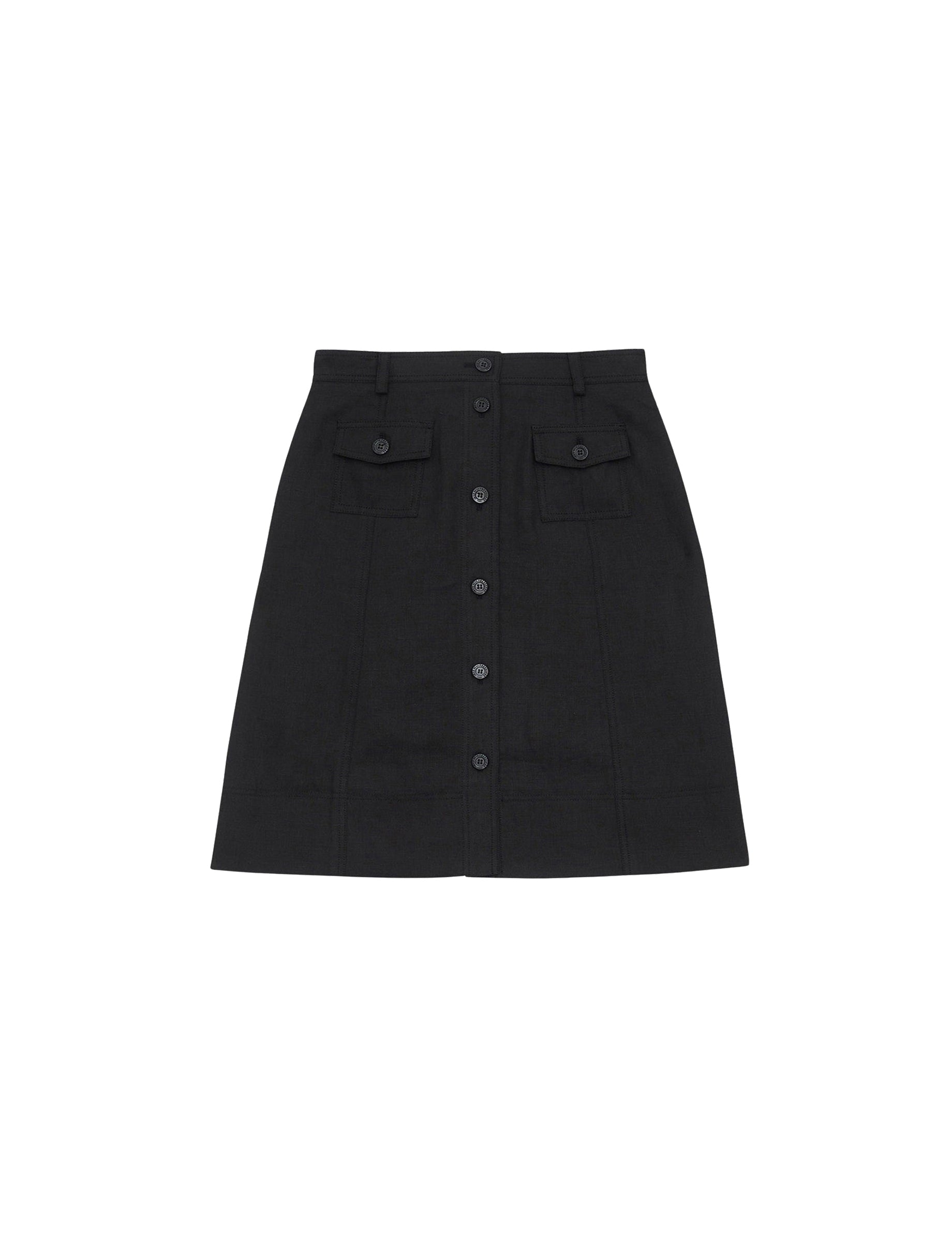 3qty RELIQUAT 90€ 0%  / Jupe trapèze Rachel en lin - Black