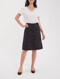 3qty RELIQUAT 90€ 0%  / Jupe trapèze Rachel en lin - Black