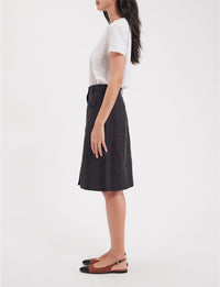 3qty RELIQUAT 90€ 0%  / Jupe trapèze Rachel en lin - Black