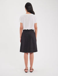 3qty RELIQUAT 90€ 0%  / Jupe trapèze Rachel en lin - Black