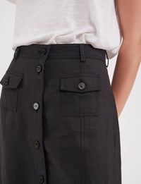 3qty RELIQUAT 90€ 0%  / Jupe trapèze Rachel en lin - Black
