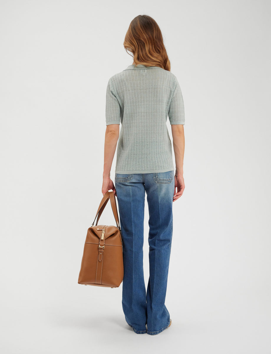 1qty RELIQUAT 65€ 60%  / Polo droit Chloé en lin - Fresh Mint