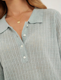 1qty RELIQUAT 65€ 60%  / Polo droit Chloé en lin - Fresh Mint