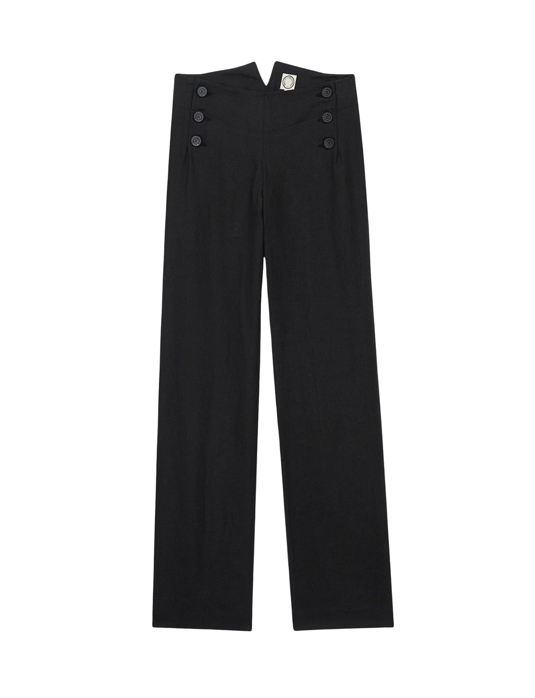 1qty RELIQUAT 75€ 0%  / Pantalon droit Gabriel en lin - Black