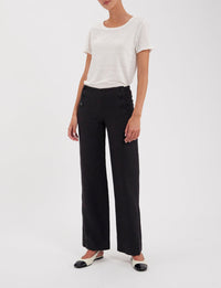 1qty RELIQUAT 75€ 0%  / Pantalon droit Gabriel en lin - Black