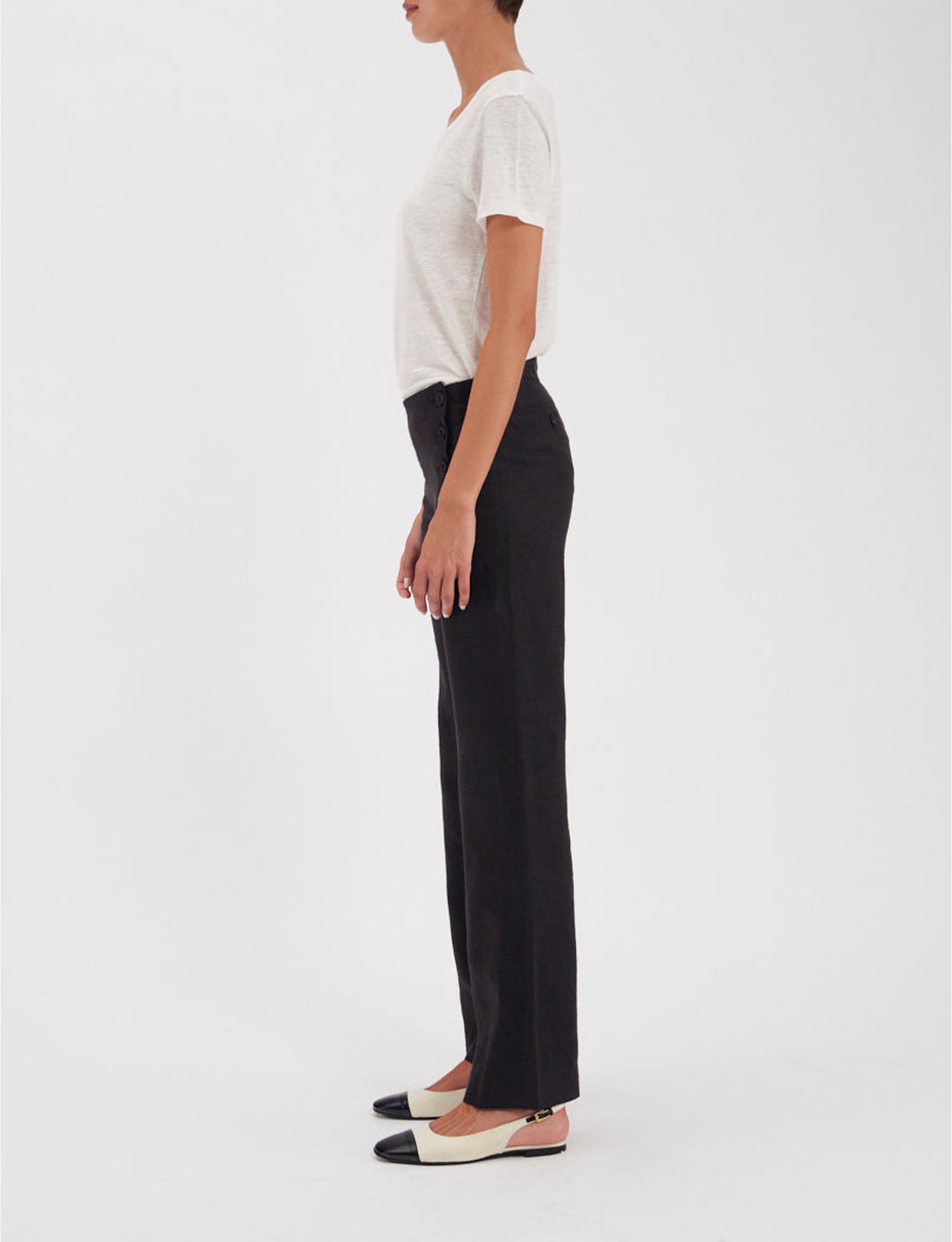 1qty RELIQUAT 75€ 0%  / Pantalon droit Gabriel en lin - Black