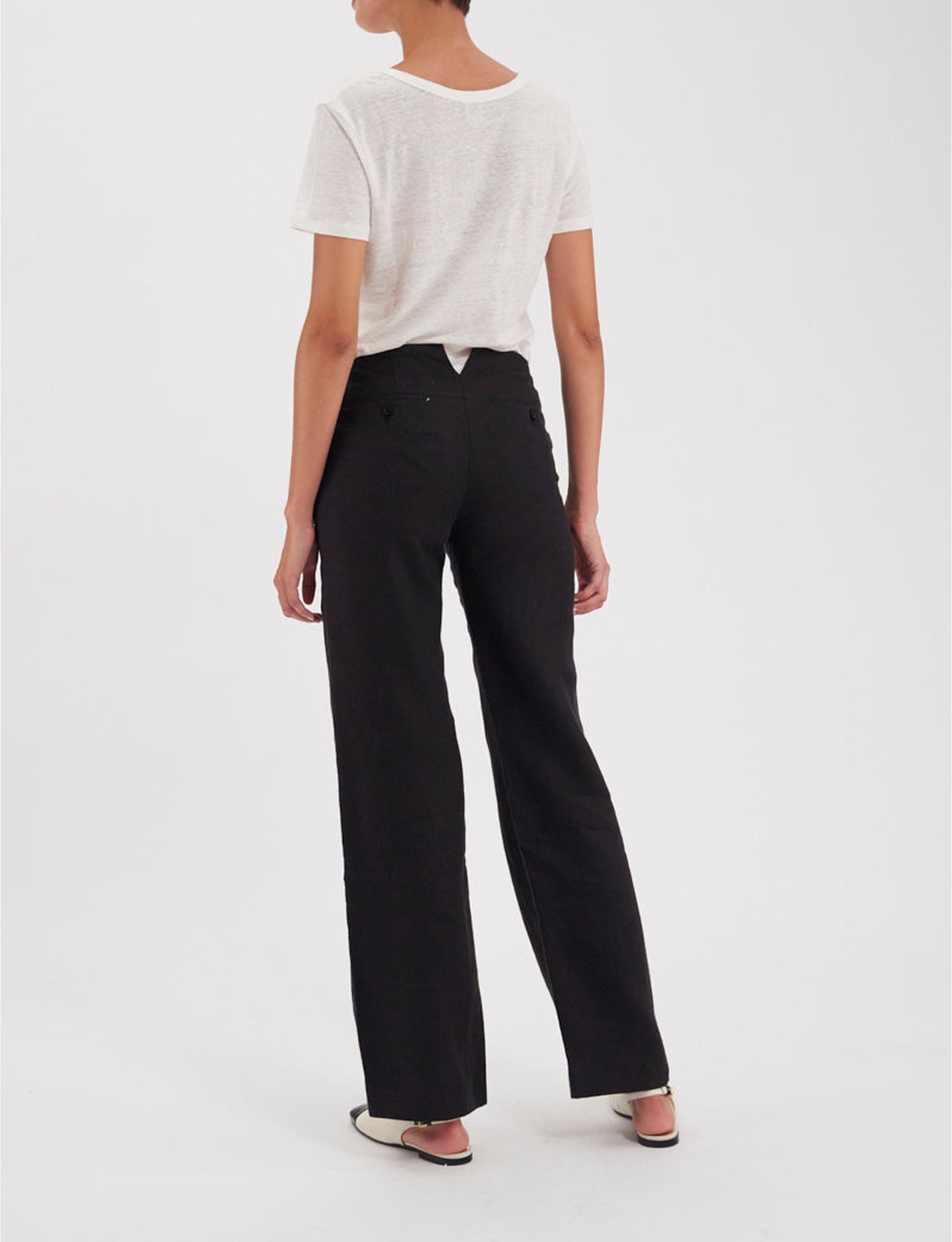 1qty RELIQUAT 75€ 0%  / Pantalon droit Gabriel en lin - Black