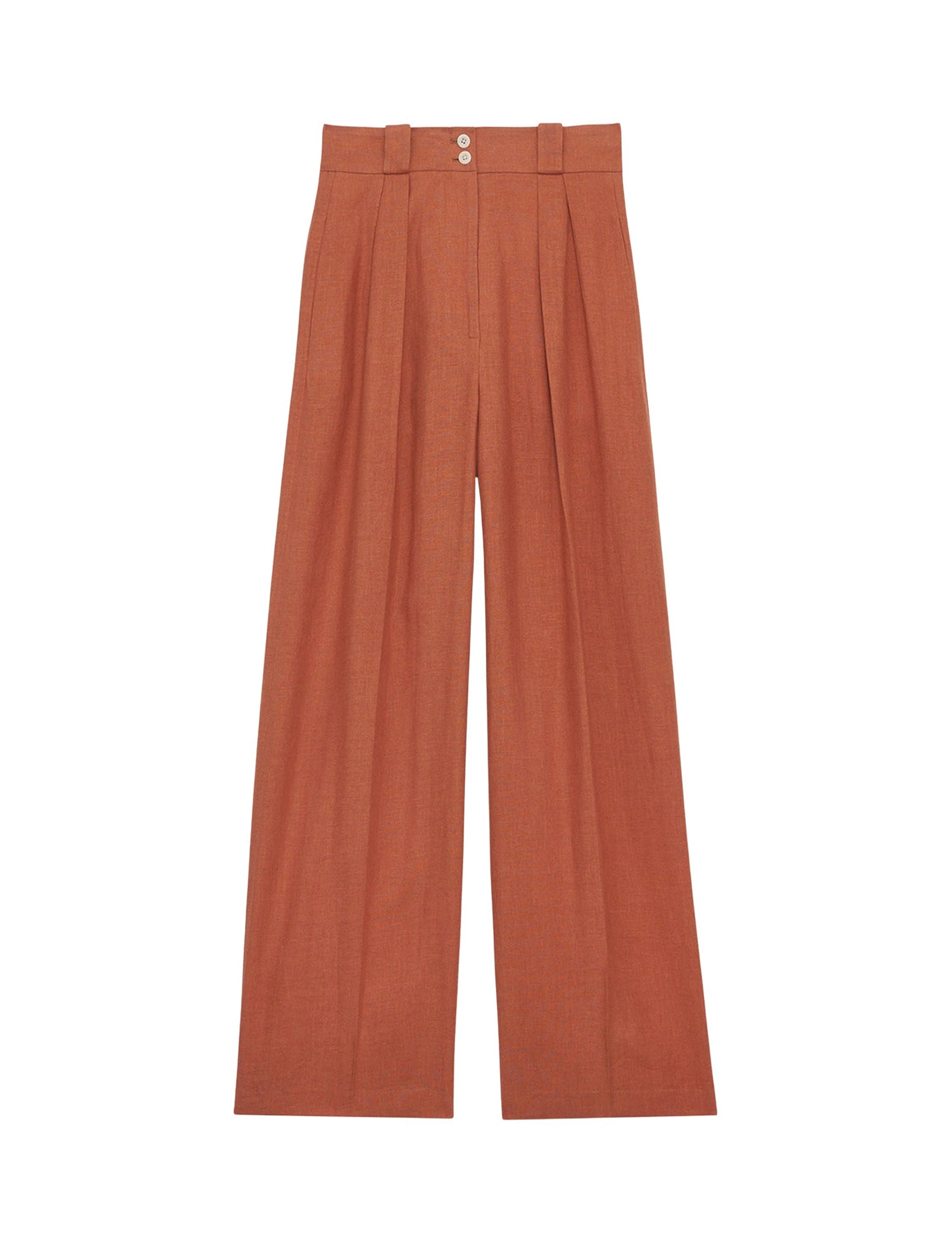 1qty RELIQUAT 85€ 100%  / Pantalon taille haute Marlène en lin - Caramel