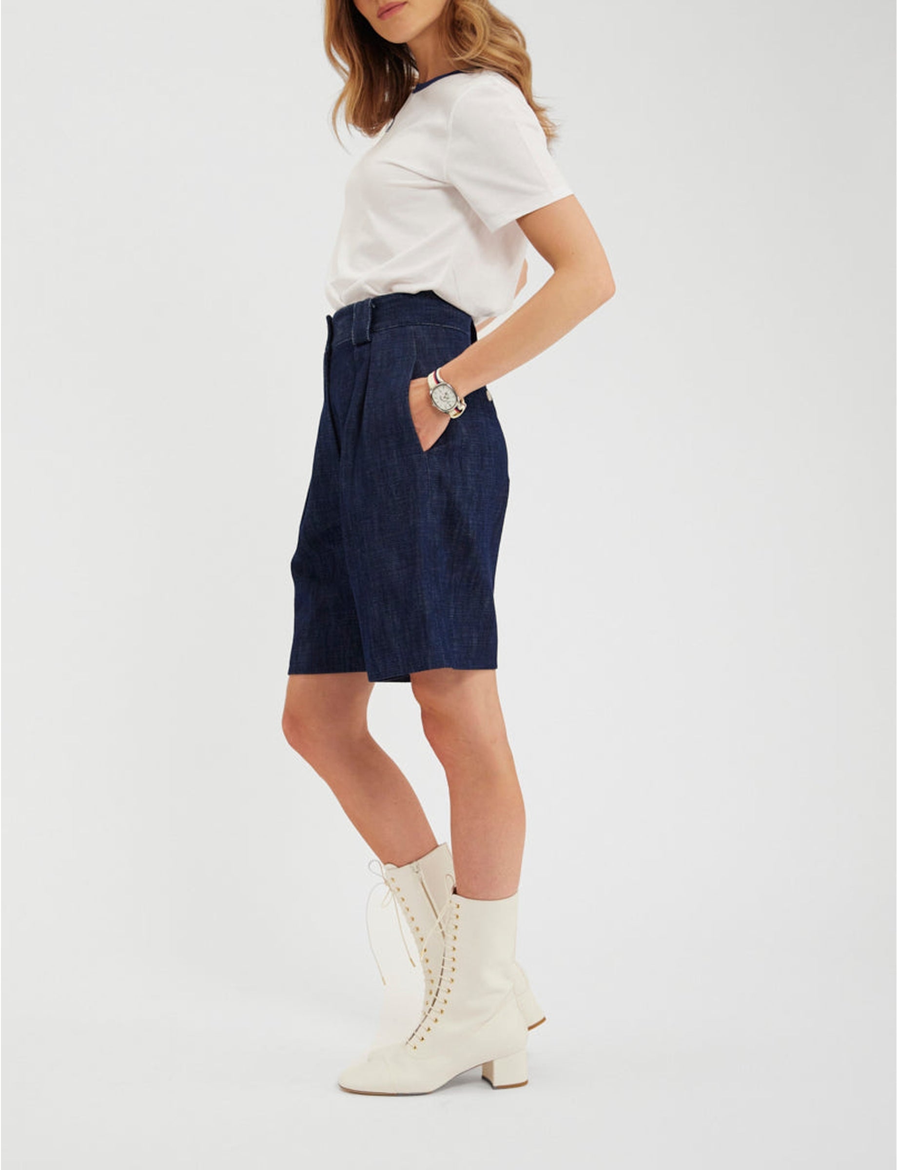 2qty RELIQUAT 75€ 50%  / Short taille haute Odette - Blue