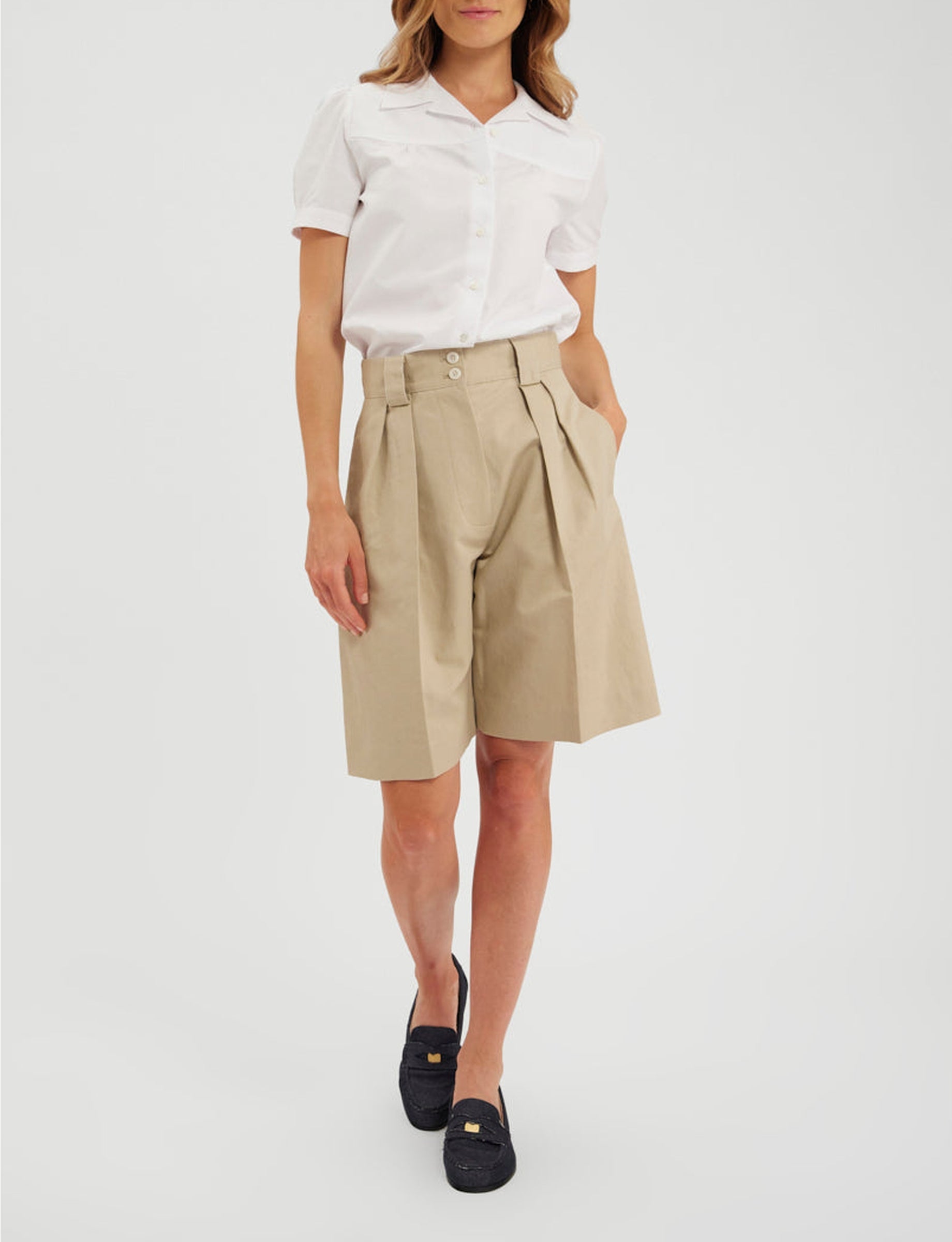 4qty RELIQUAT 75€ 16,7%  / Short taille haute Odette en lin - Beige