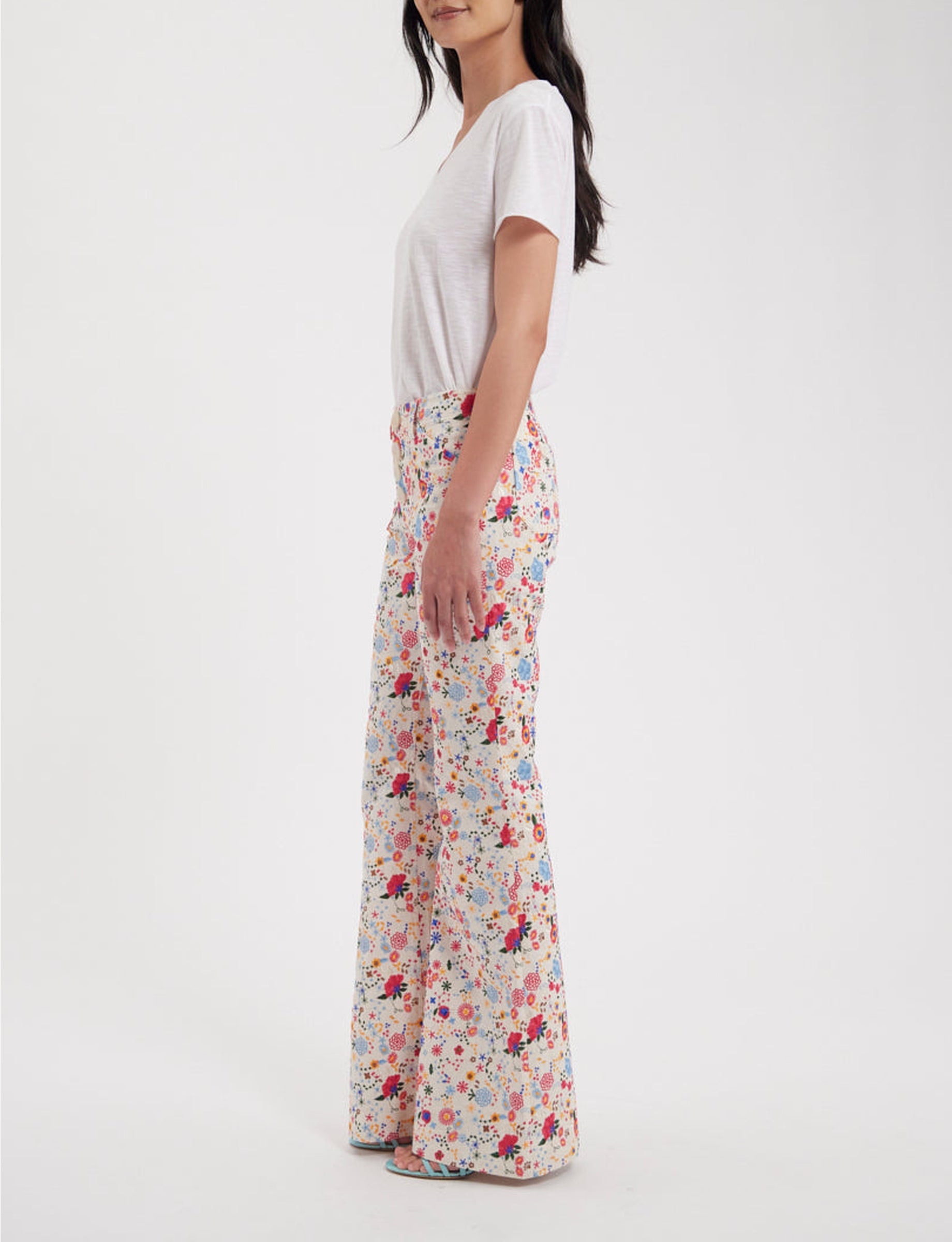 7qty RELIQUAT 120€ 62,5%  / Pantalon flare Charlotte - Ecru Multicolor