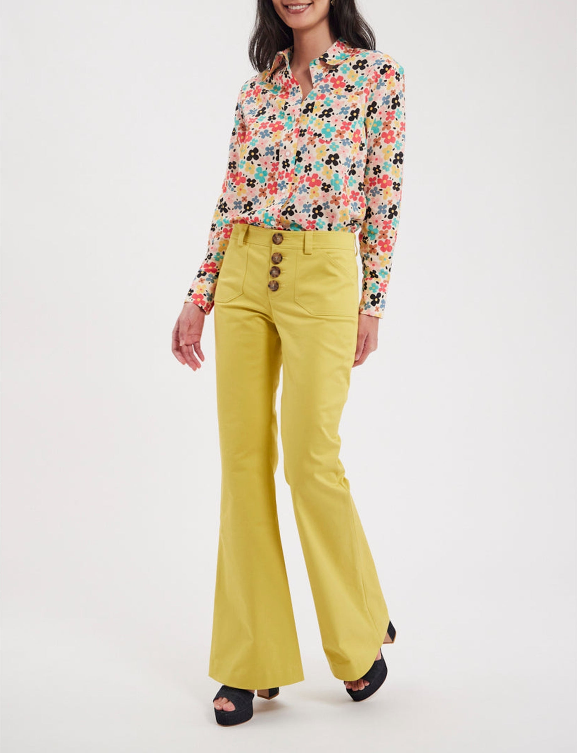 9qty RELIQUAT 90€ 0%  / Pantalon flare Charlotte - Yellow