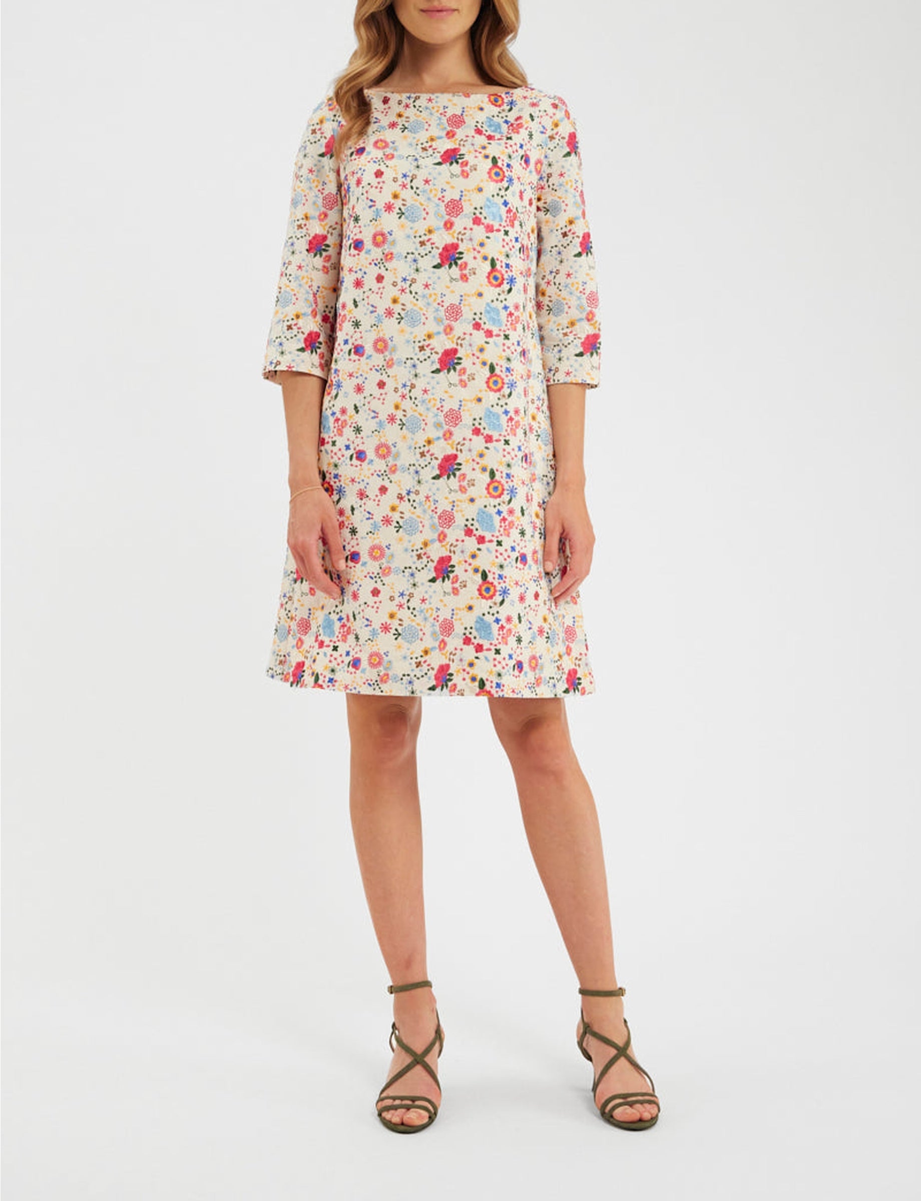 1qty RELIQUAT 130€ 50%  / Robe droite Megan - Ecru Multicolor