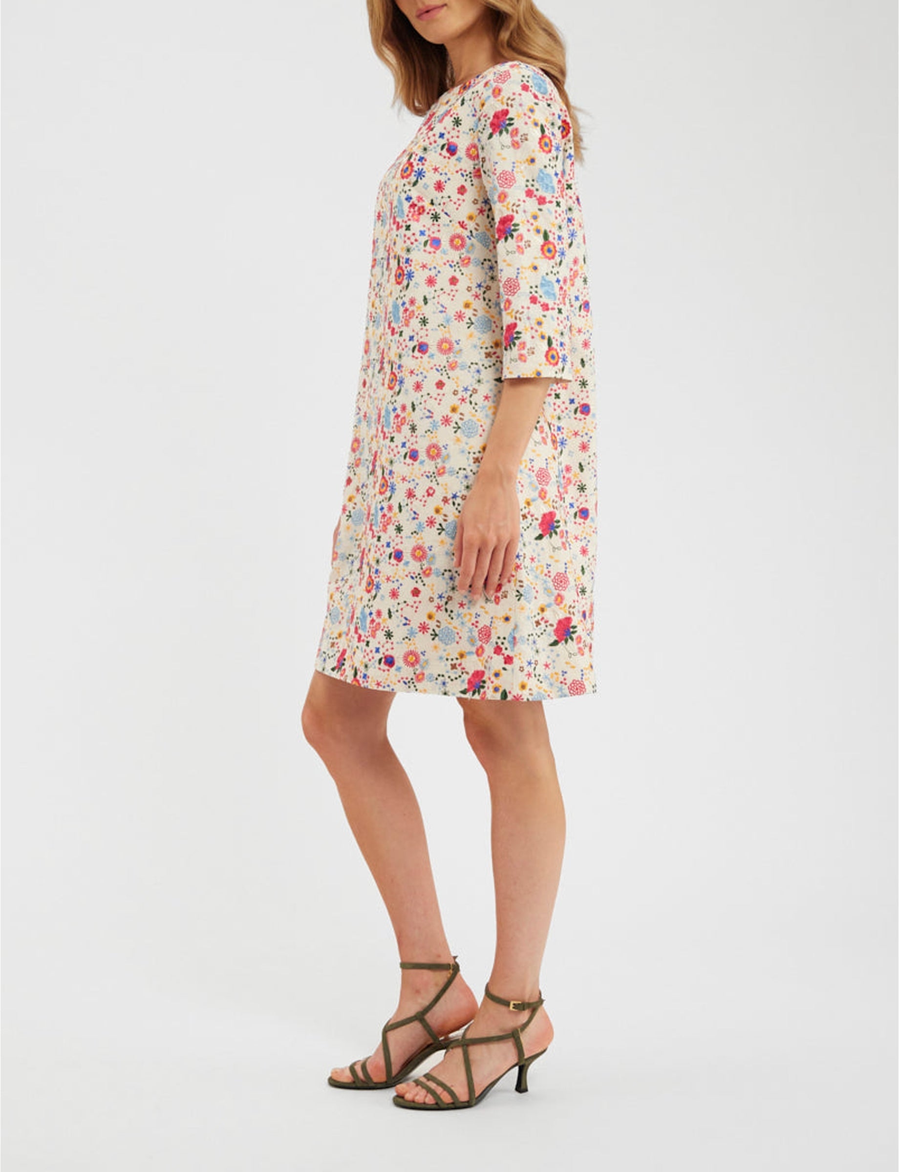 1qty RELIQUAT 130€ 50%  / Robe droite Megan - Ecru Multicolor