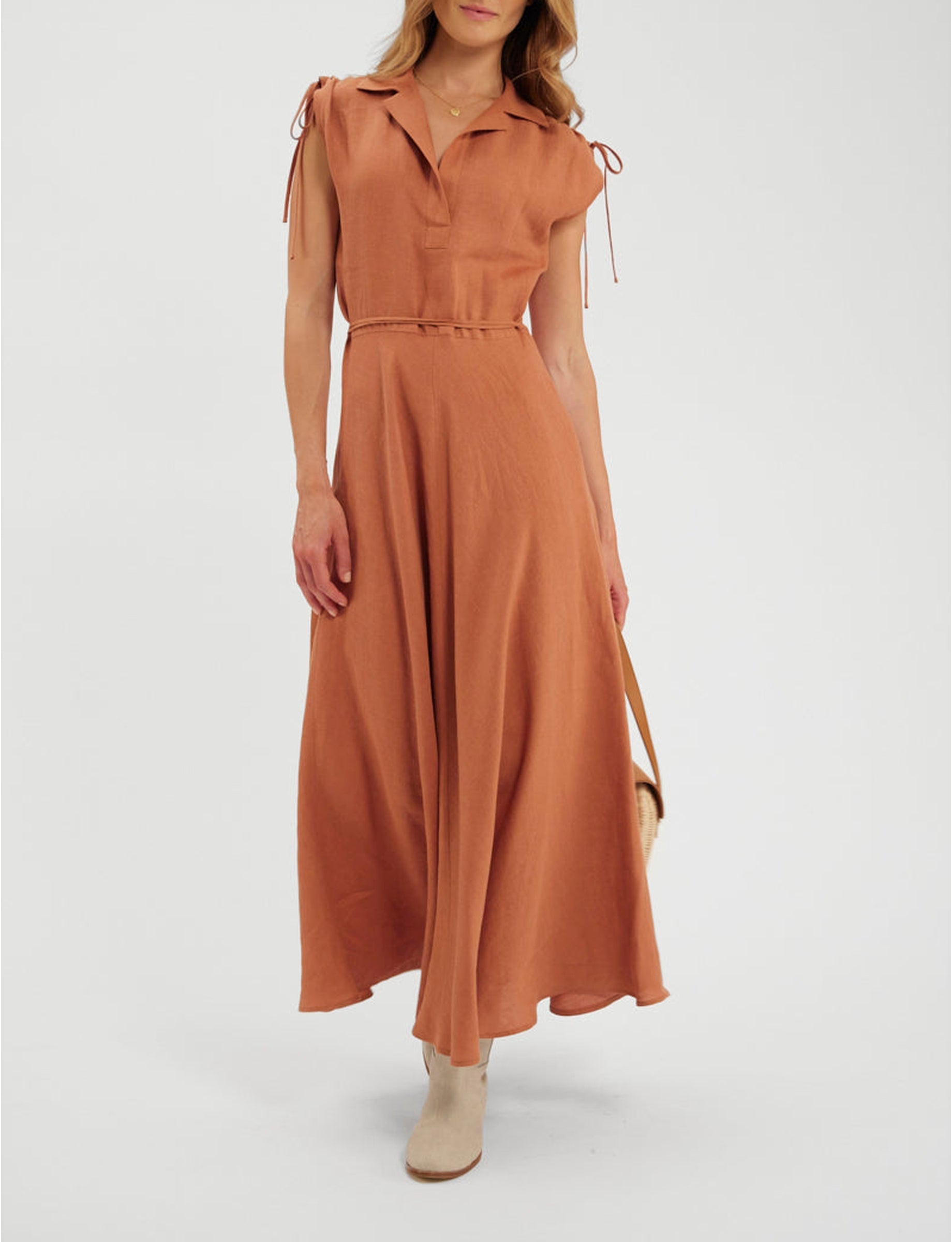 3qty RELIQUAT 120€ 80%  / Robe Violine en lin - Caramel