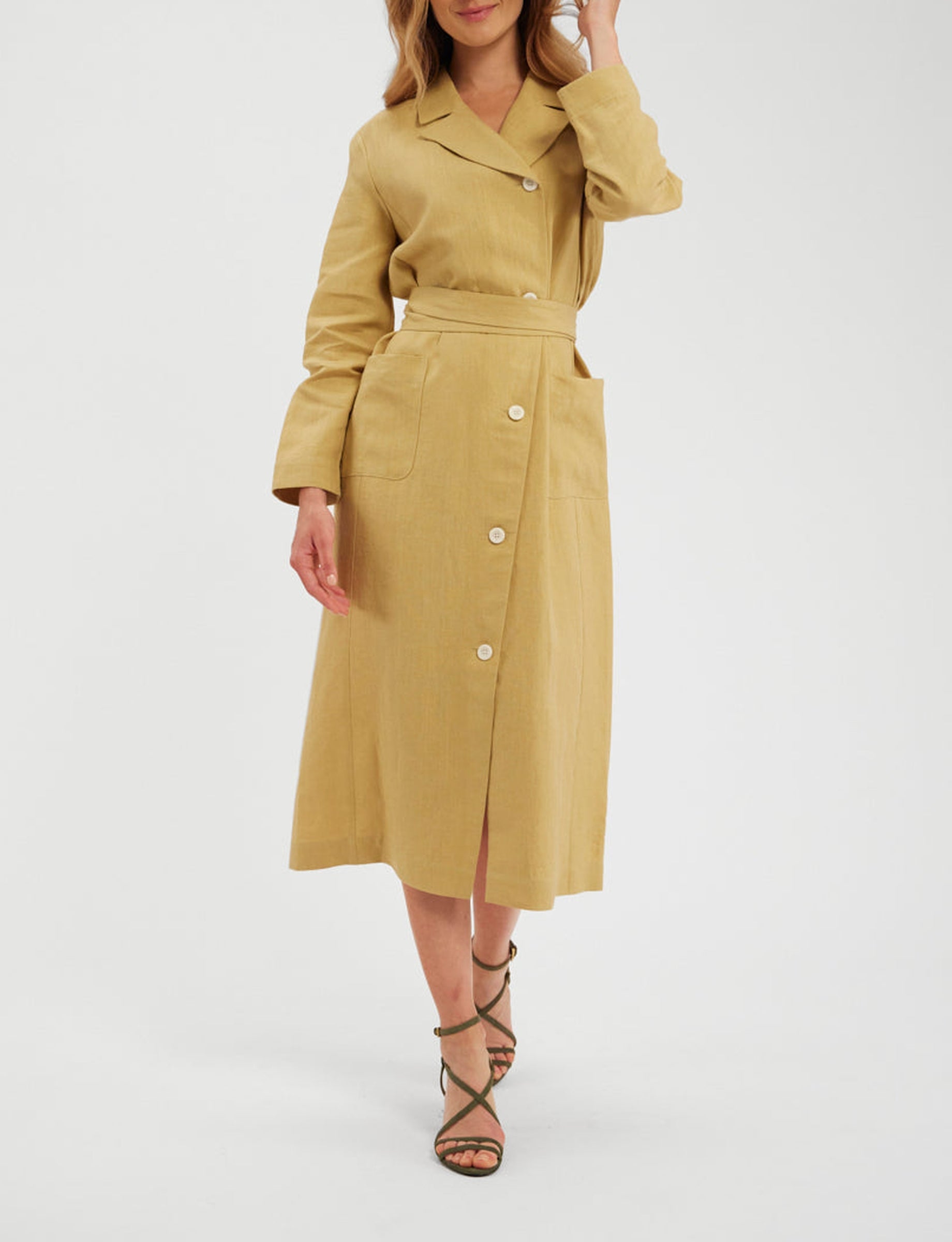 15qty RELIQUAT 120€ 10%  / Robe droite Mia en lin - Dark Straw