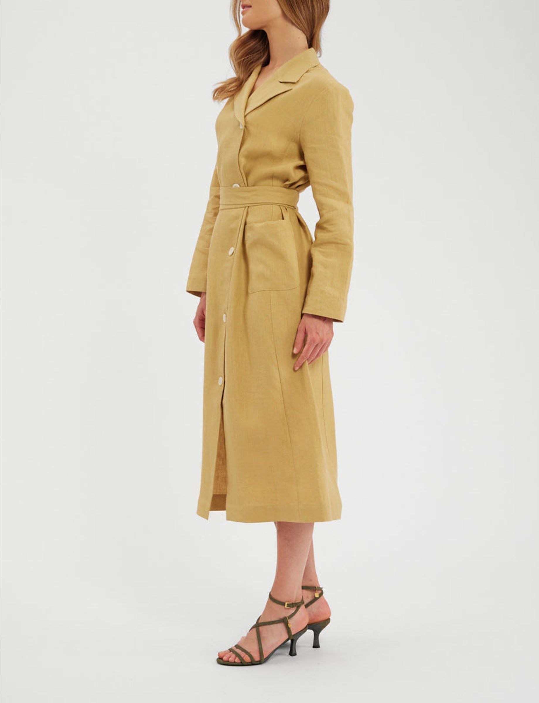 15qty RELIQUAT 120€ 10%  / Robe droite Mia en lin - Dark Straw