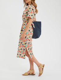 1qty RELIQUAT 90€ 100%  / Robe chemisier Stella en lin - Flower Multicolor