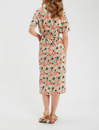 1qty RELIQUAT 90€ 100%  / Robe chemisier Stella en lin - Flower Multicolor