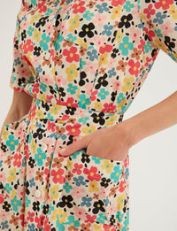 1qty RELIQUAT 90€ 100%  / Robe chemisier Stella en lin - Flower Multicolor