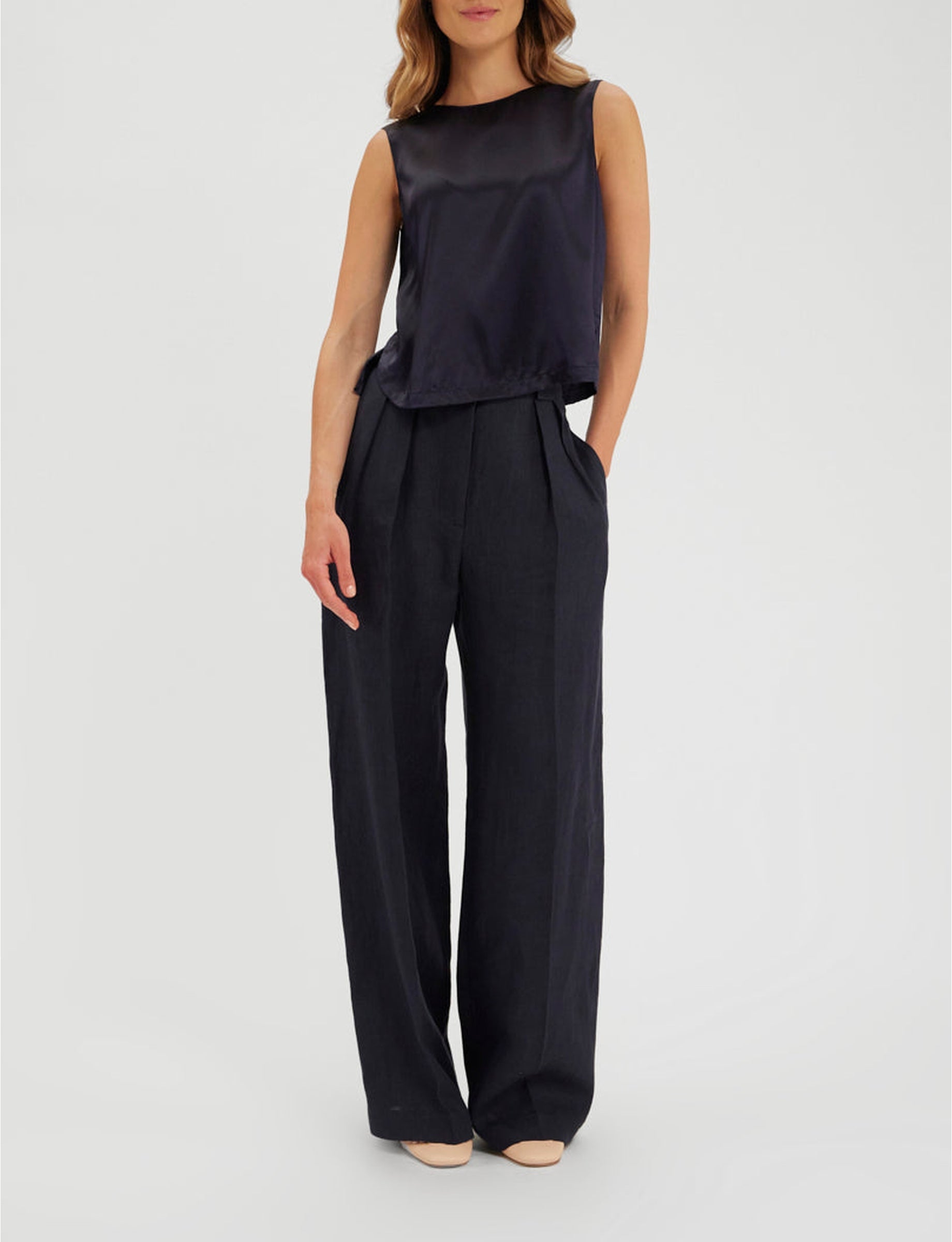 2qty RELIQUAT 65€ 100%  / Débardeur Albert en soie - Blue Navy