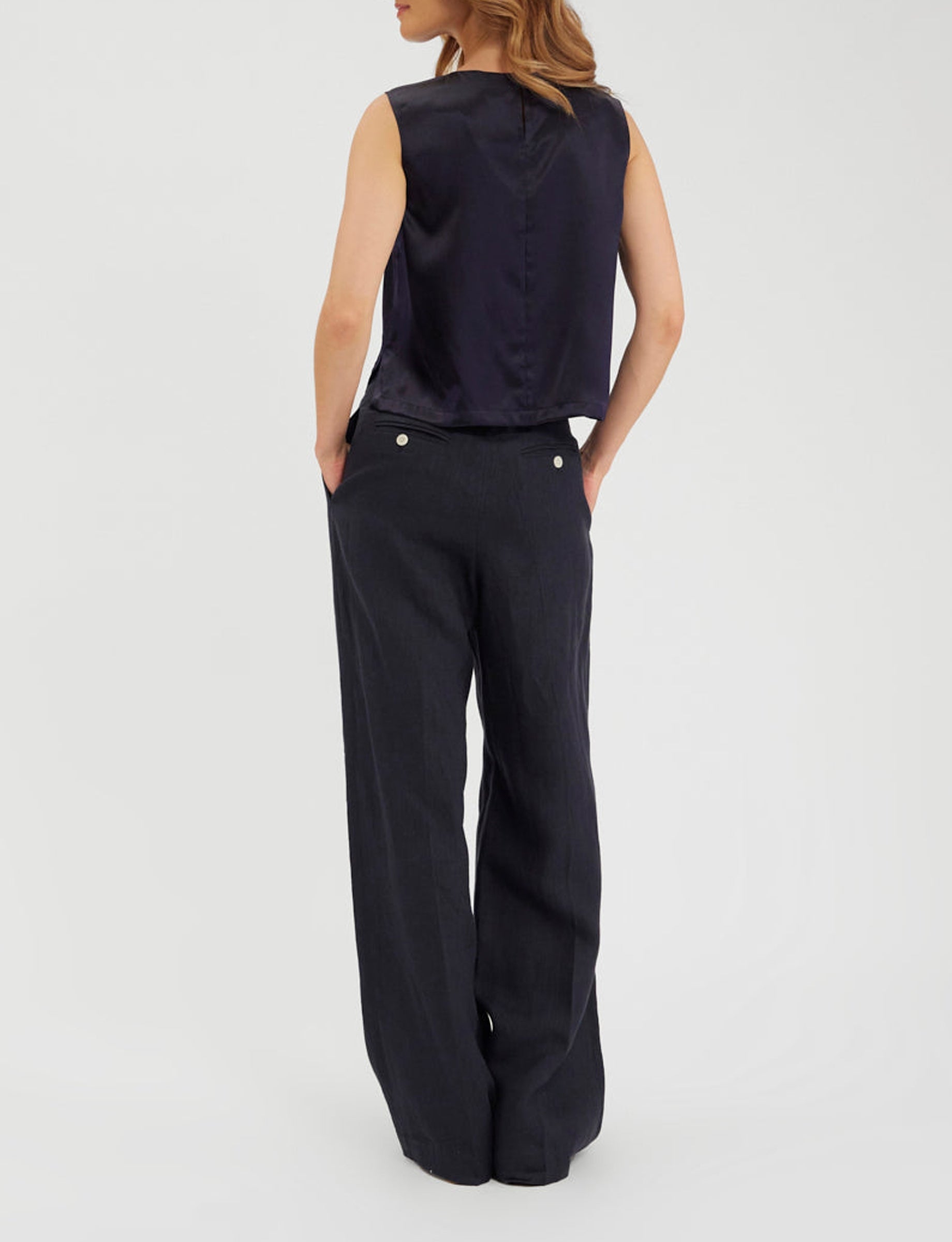 2qty RELIQUAT 65€ 100%  / Débardeur Albert en soie - Blue Navy