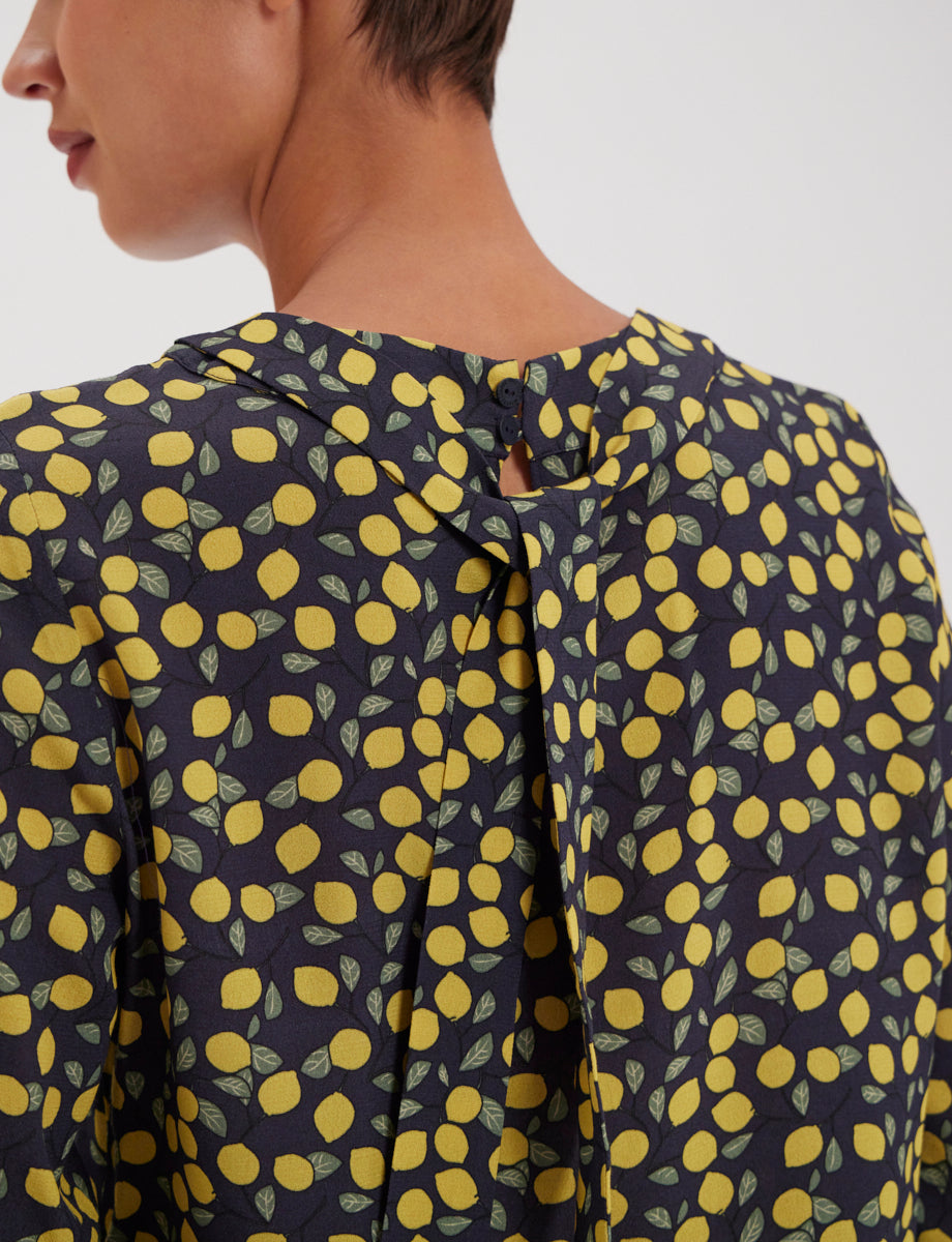 14qty RELIQUAT 80€ 5,6%  / Blouse nouée Philippine - Lemon Navy