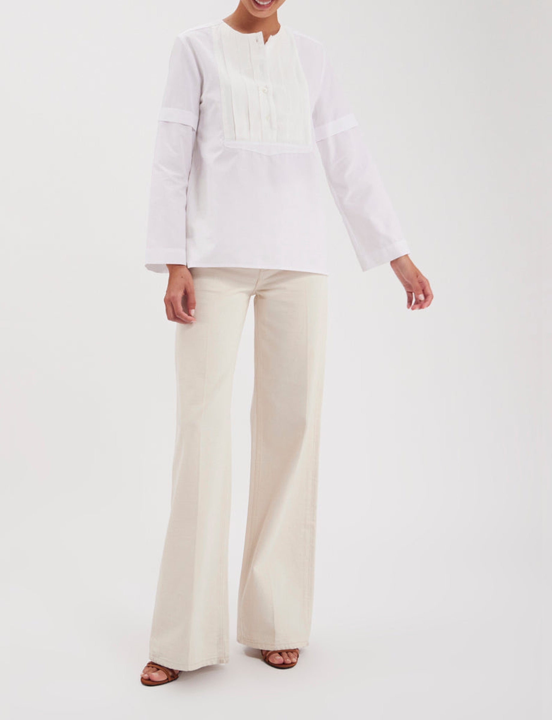 1qty RELIQUAT 65€ 50%  / Blouse Nanette avec plastron - Ecru