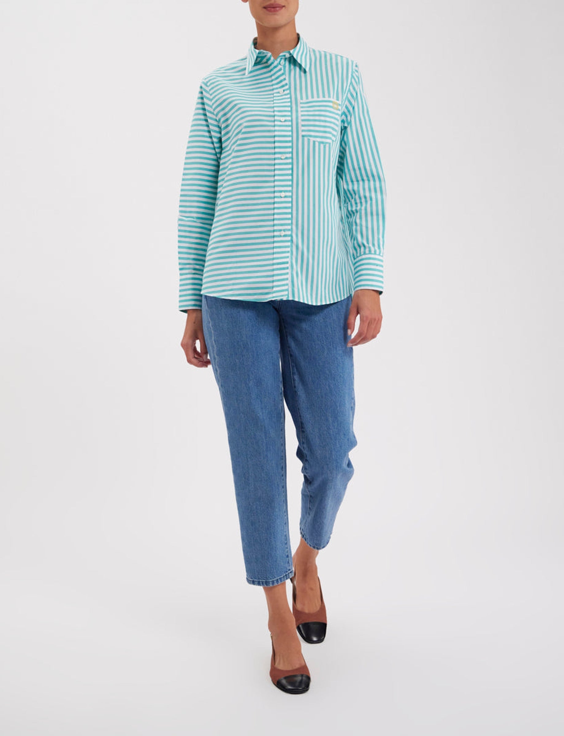 18qty RELIQUAT 65€ 0%  / Chemise droite Maureen - White Turquoise