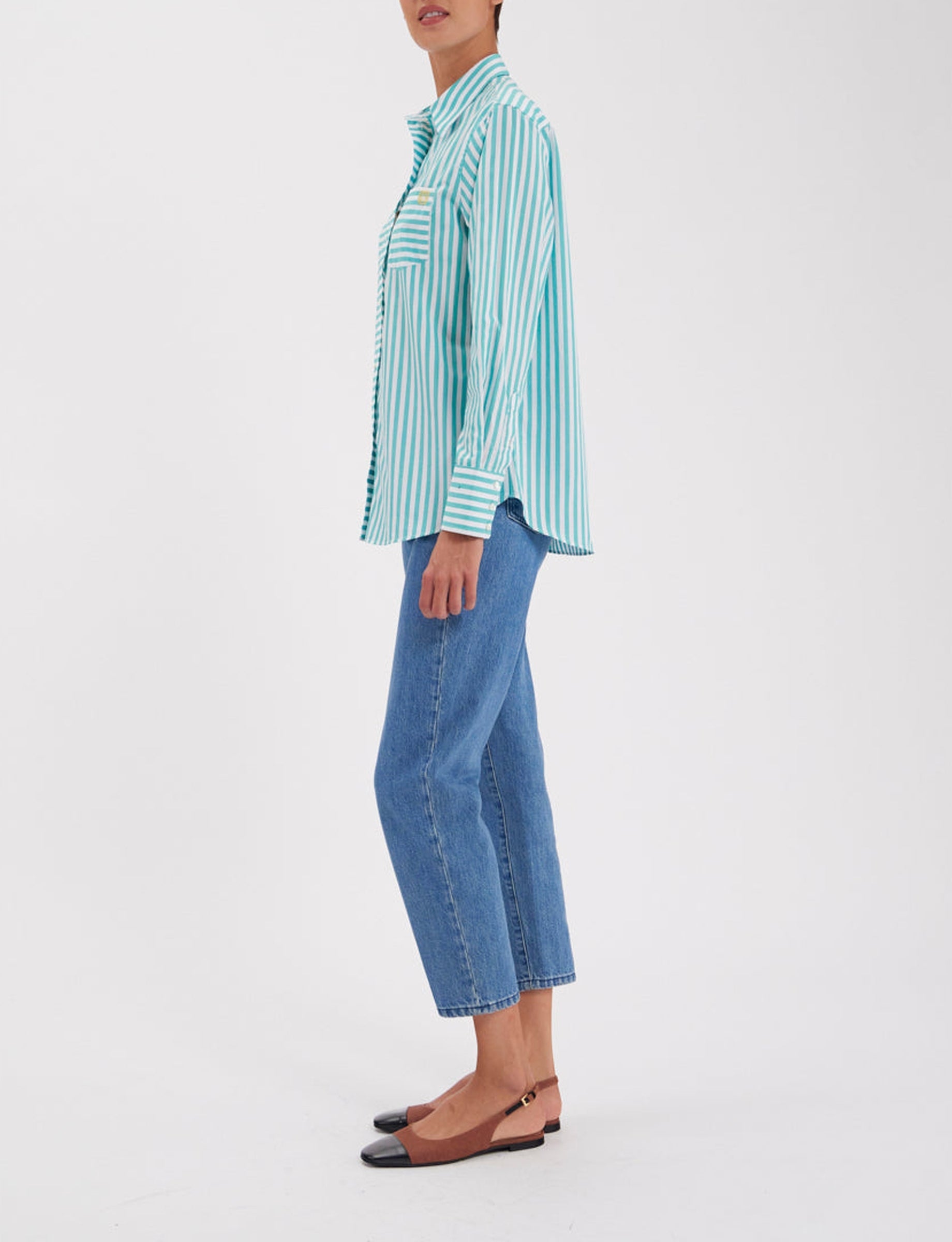 18qty RELIQUAT 65€ 0%  / Chemise droite Maureen - White Turquoise