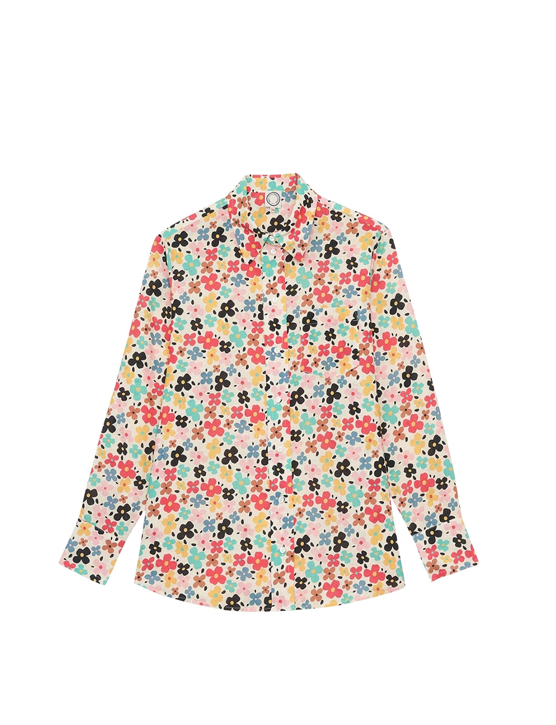 6qty RELIQUAT 80€ 10%  / Chemise droite Maureen en lin - Flower Multicolor