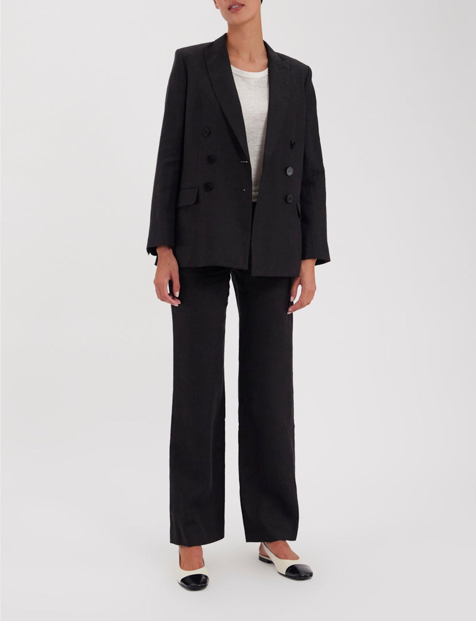 17qty RELIQUAT 140€ 5%  / Blazer croisé Ezio en lin - Black