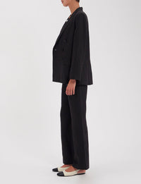 17qty RELIQUAT 140€ 5%  / Blazer croisé Ezio en lin - Black