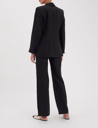 17qty RELIQUAT 140€ 5%  / Blazer croisé Ezio en lin - Black