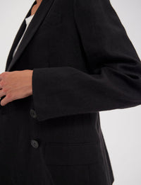 17qty RELIQUAT 140€ 5%  / Blazer croisé Ezio en lin - Black