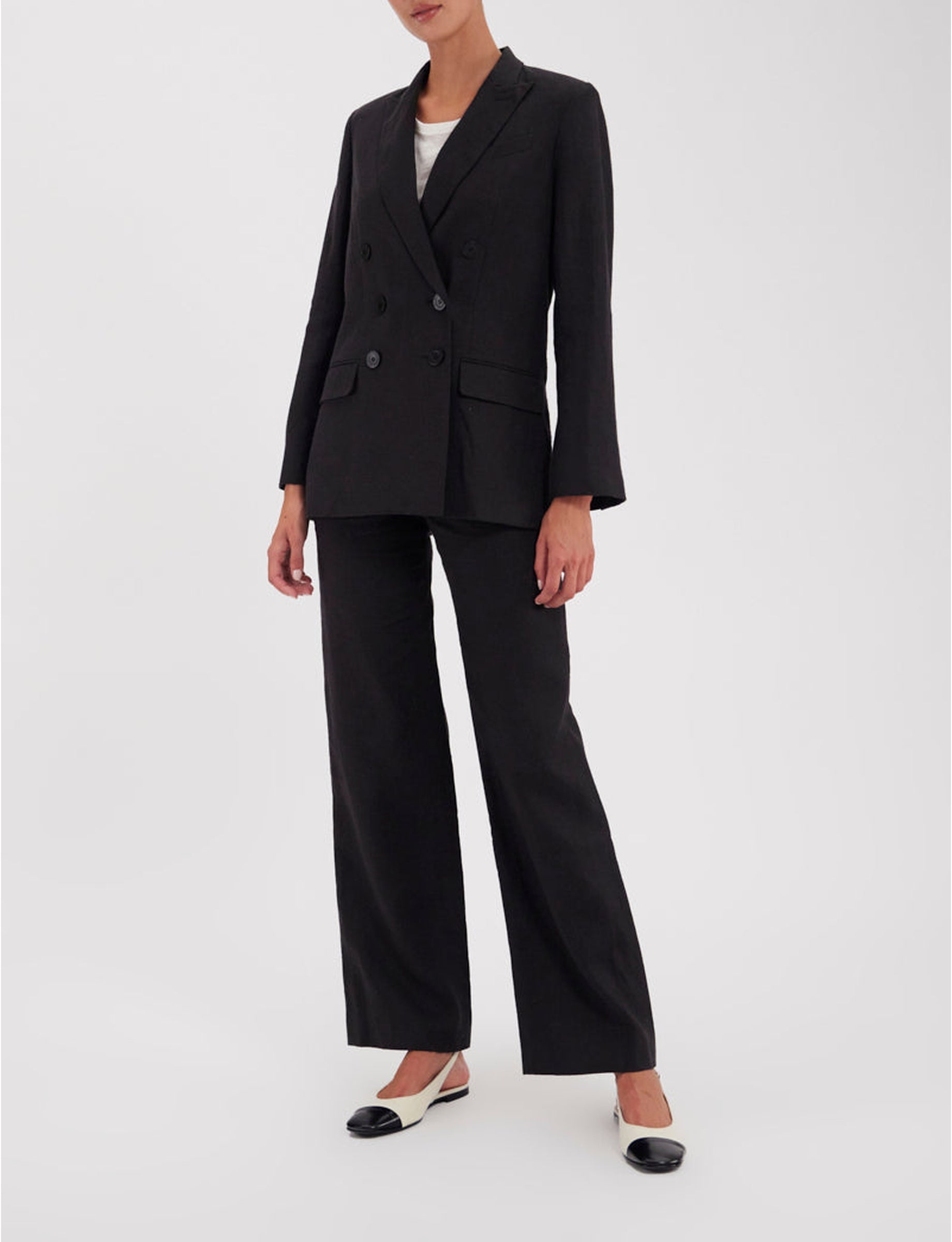 17qty RELIQUAT 140€ 5%  / Blazer croisé Ezio en lin - Black