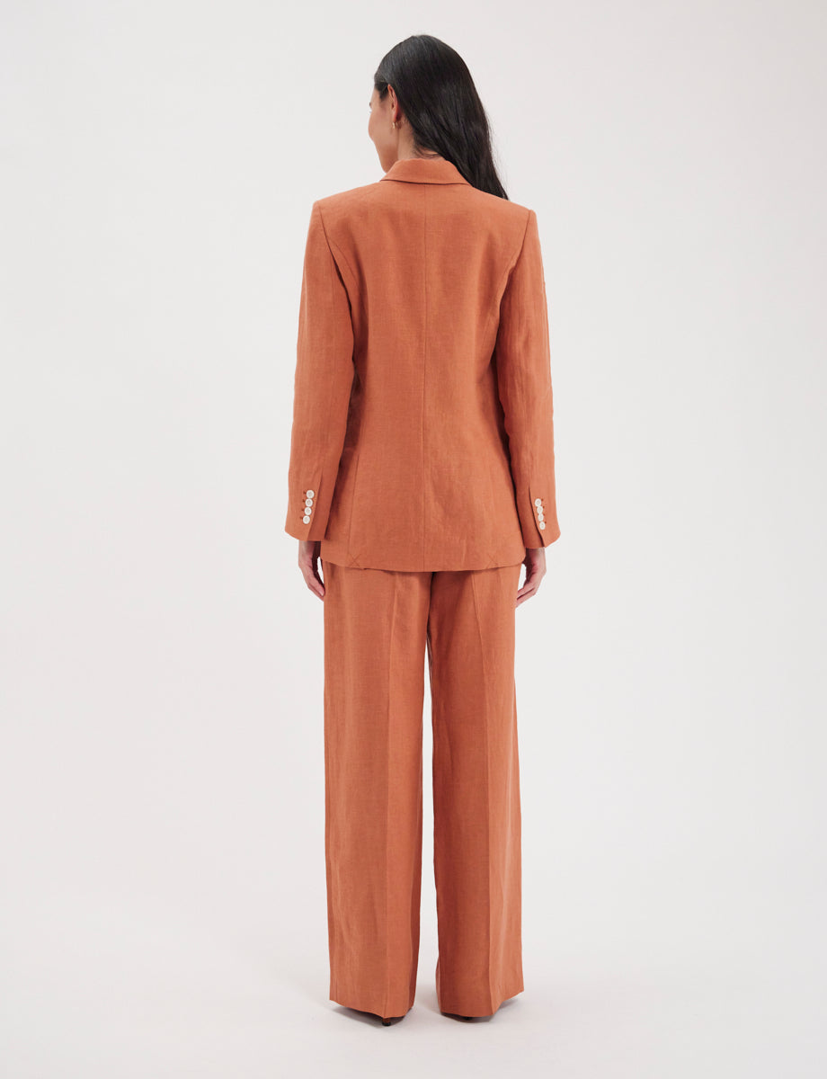 31qty RELIQUAT 120€ 12,8%  / Blazer croisé Ezio en lin - Caramel