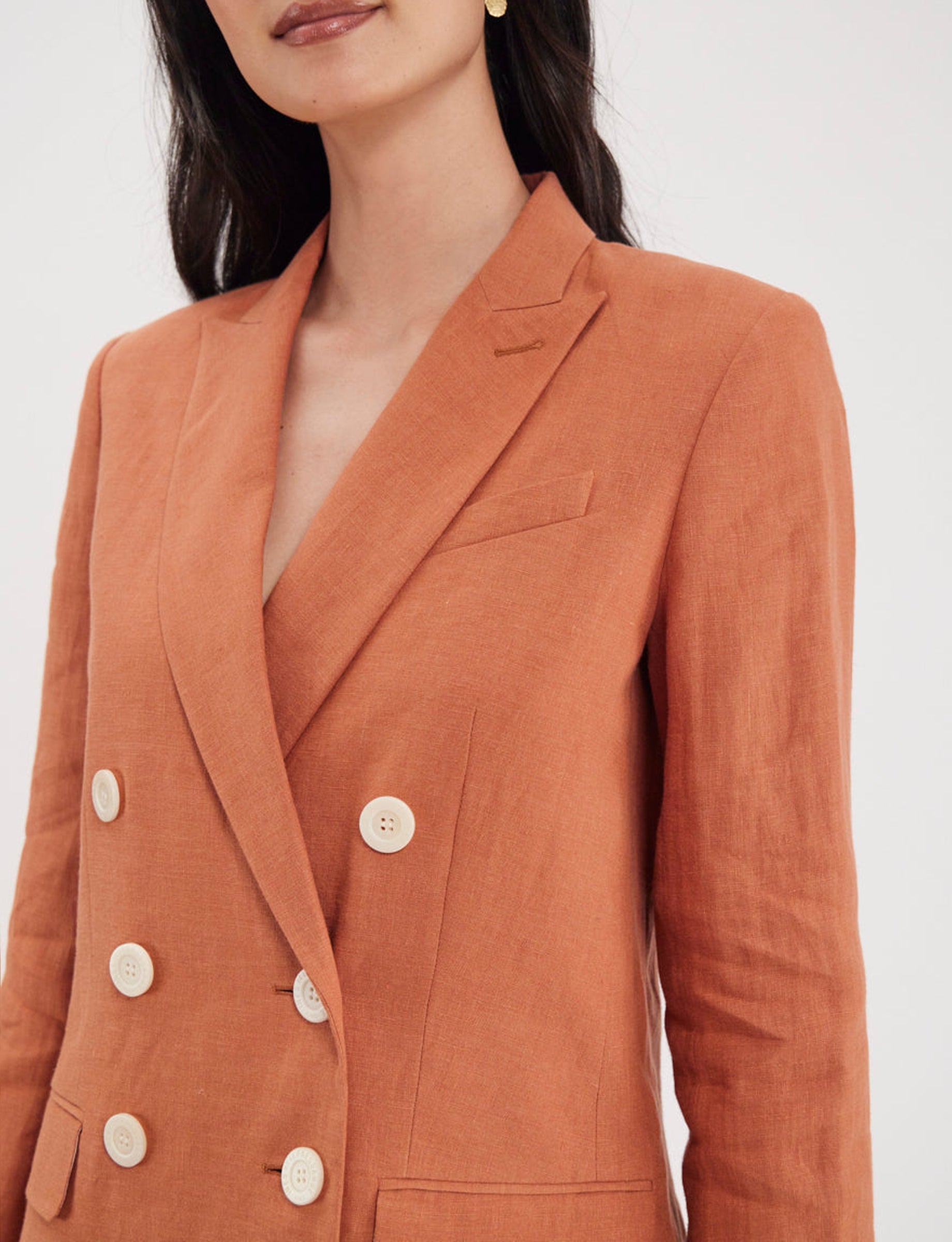 31qty RELIQUAT 120€ 12,8%  / Blazer croisé Ezio en lin - Caramel