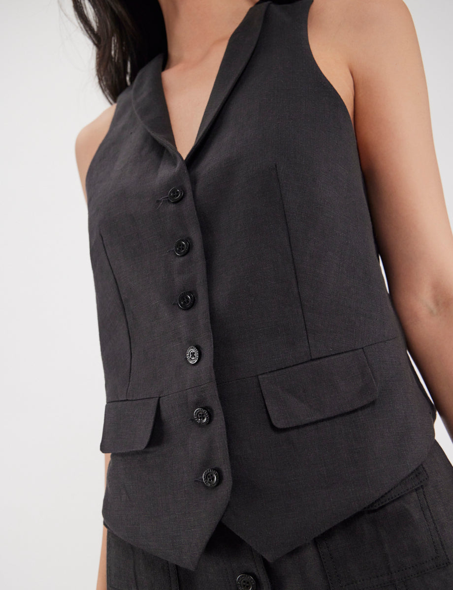 10qty RELIQUAT 90€ 11,8%  / Veston Robinson en lin - Black