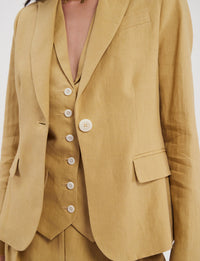 1qty RELIQUAT 120€ 100%  / Blazer Nicoletta en lin - Dark Straw