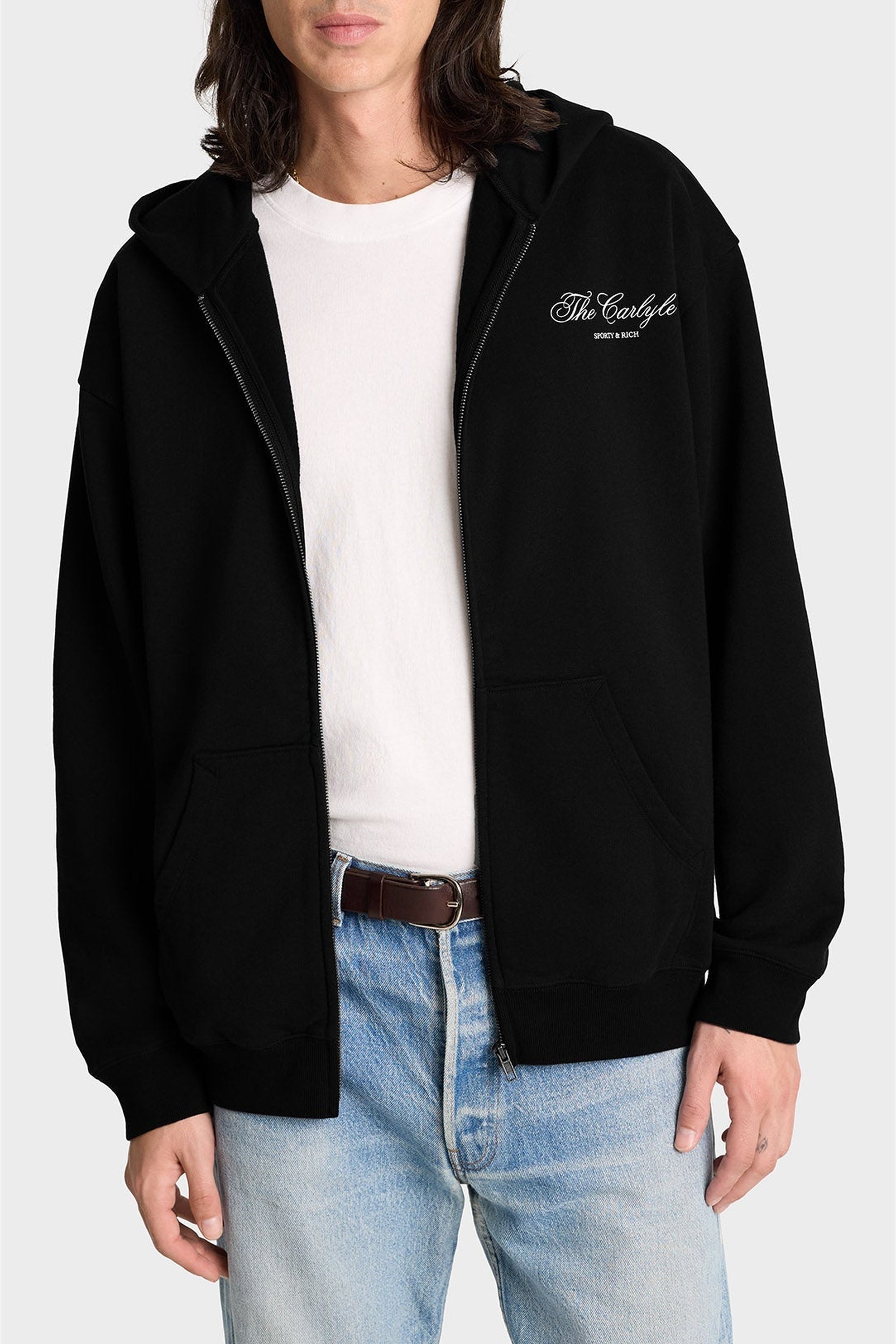 Sweat à capuche zippé avec logo - Black