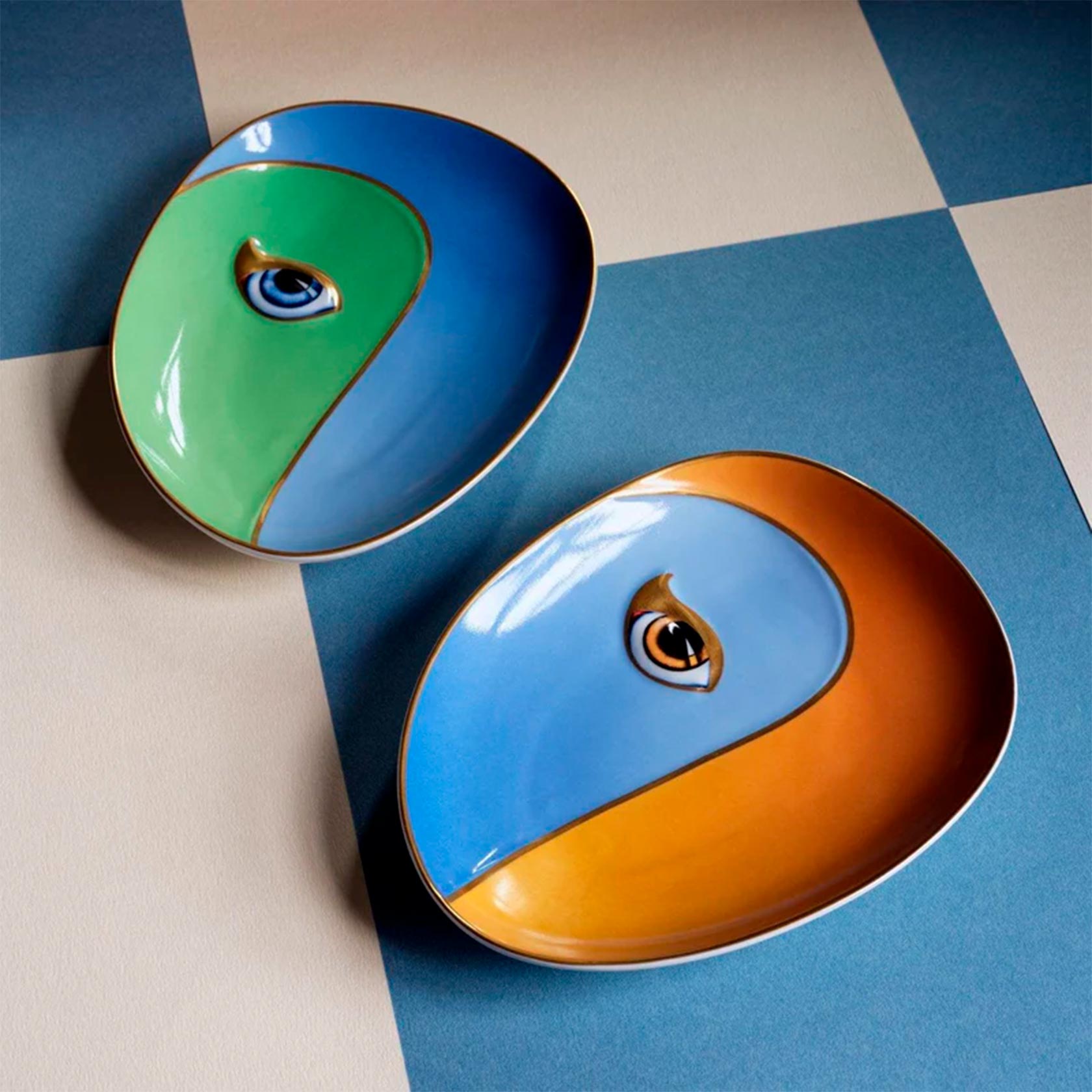 Vide-poche Lito en porcelaine - Blue & Orange
