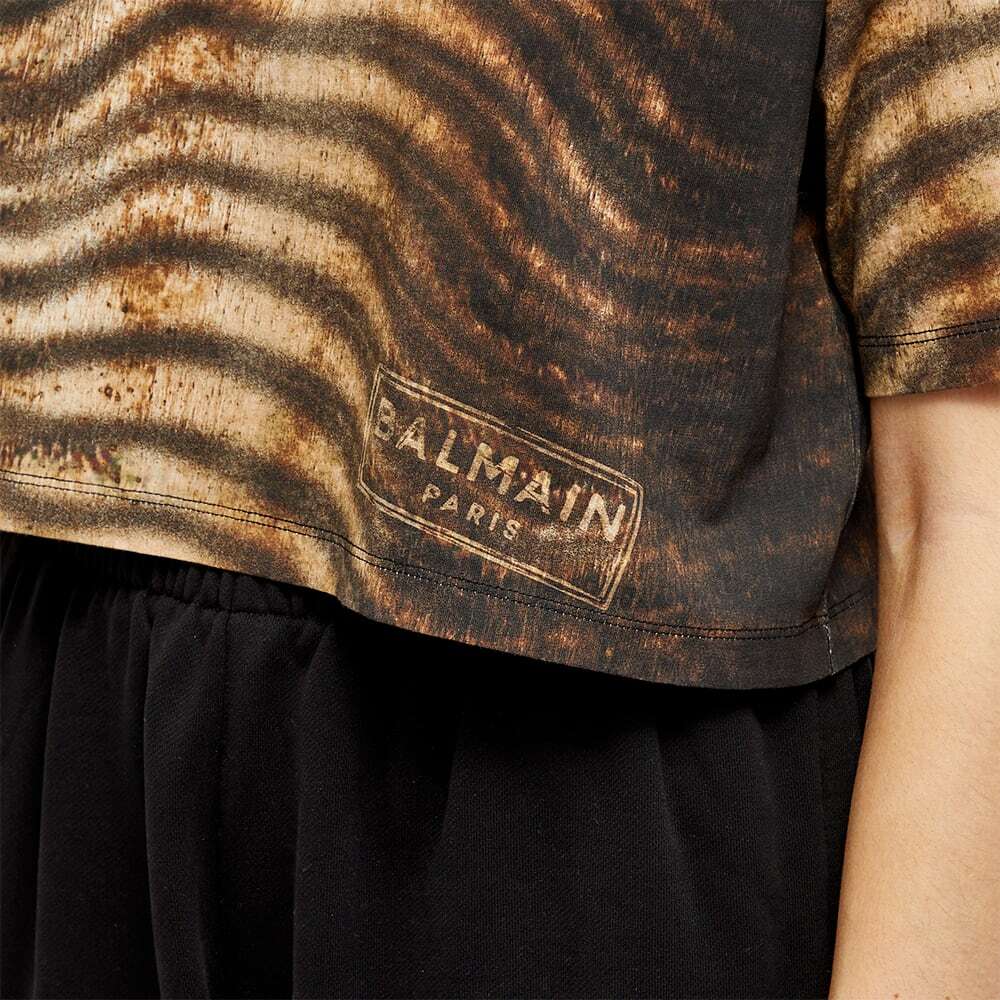 Cropped t-shirt with zebra print - Multi Brown