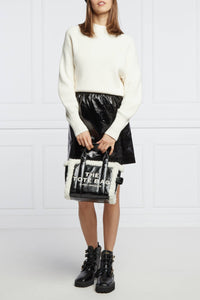 Petit sac à bandoulière The Tote Bag en cuir - Black & White