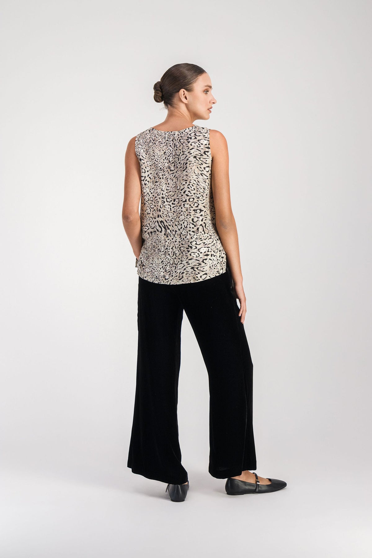 Blouse sans mc col v - Taupe Moyen